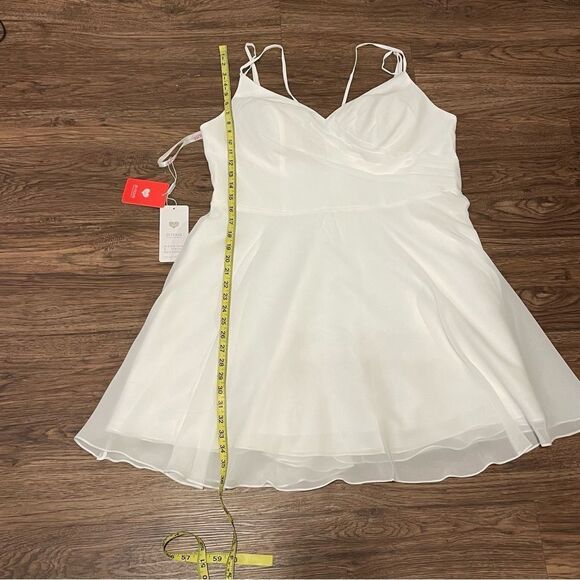 NWT JJ’s House A-line V-Neck Mini Chiffon Homecoming Dress Ivory Ruffle sz 18W - Picture 10 of 14